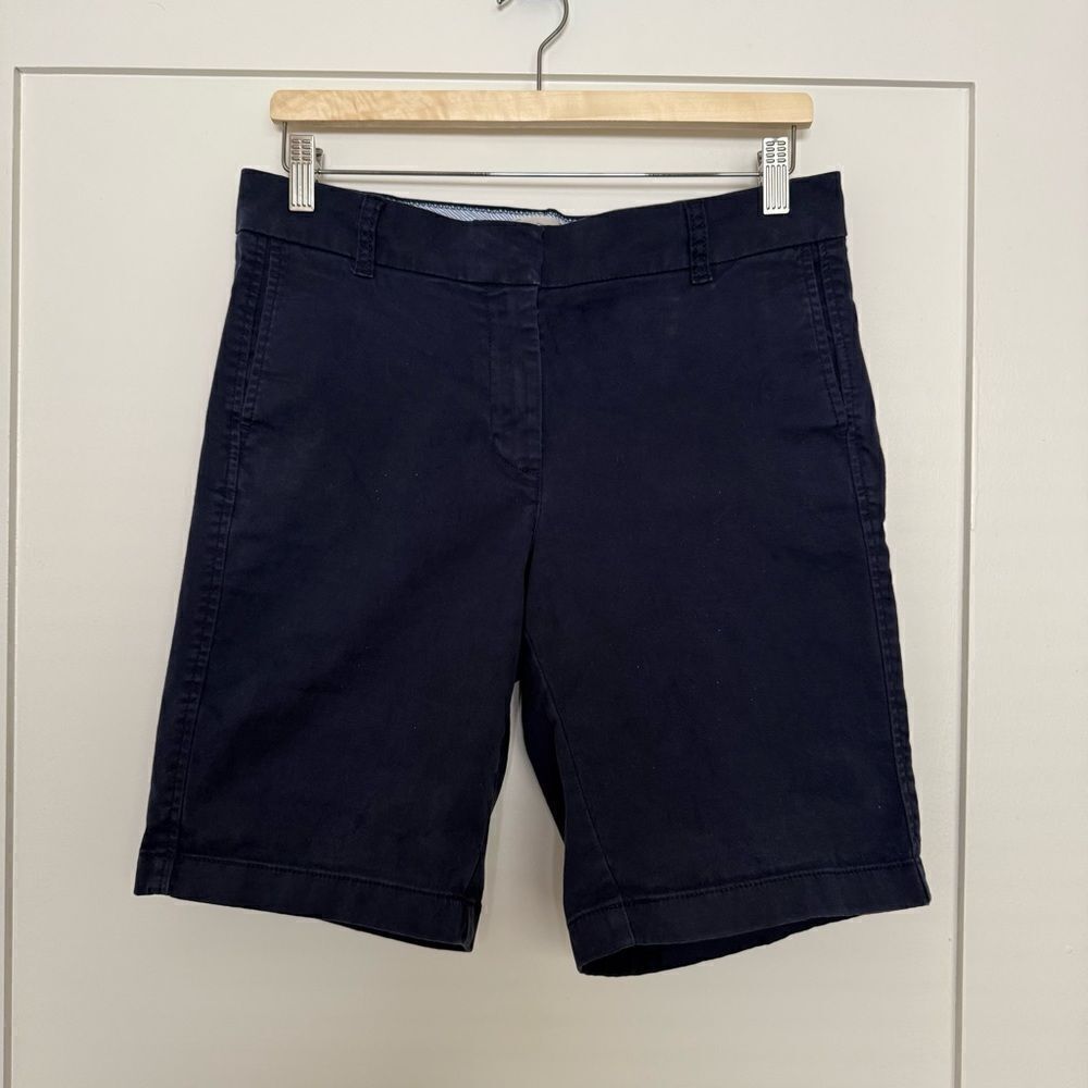 J Crew Shorts Womens Size 8 Navy Blue Chino Stretch Cotton Blend Casual Preppy